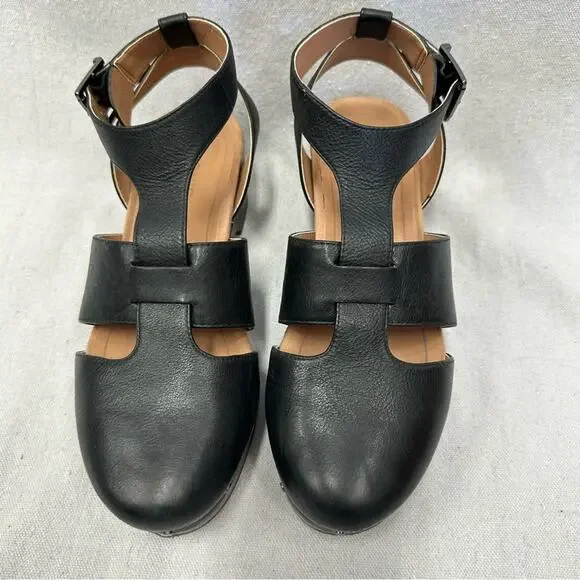 Vionic Faye black leather t strap closed toe clog US Size 9 Euro 41 - Picture 4 of 15